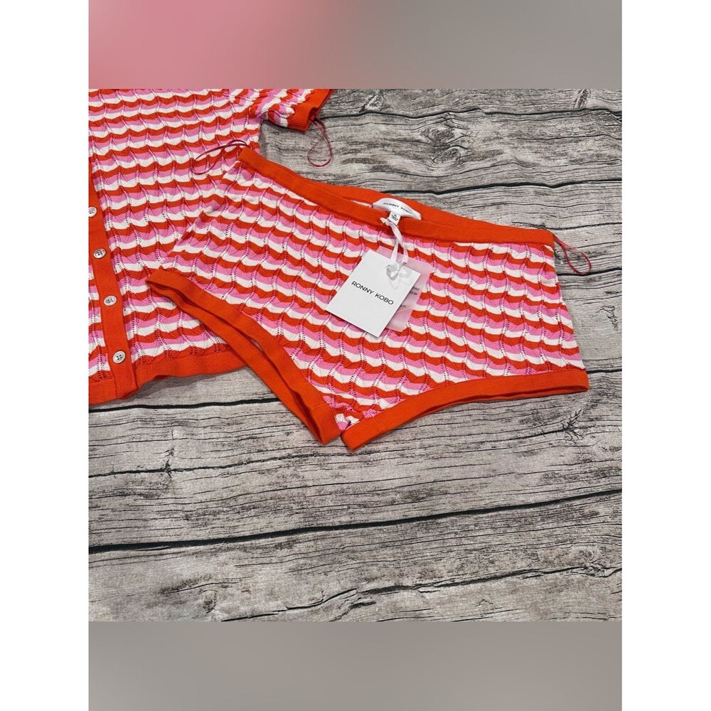 NWT Ronny Kobo Carnation Multi Tally’s Top & Palma Shorts Wave Knit Two-Piece XL - Picture 3 of 14